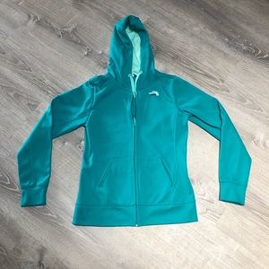 Blue North Face zip up hoodie